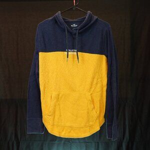 Hollister California Waffle-Knit Hoodie Small Navy/Yellow